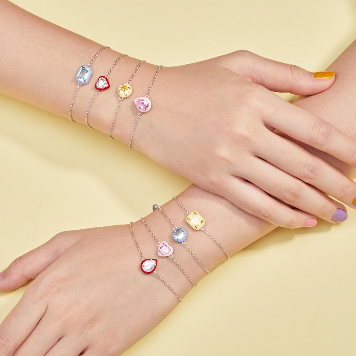 [LORA]2.0 Carat Sparkling Colorful Emerald Cut Daily Bracelet