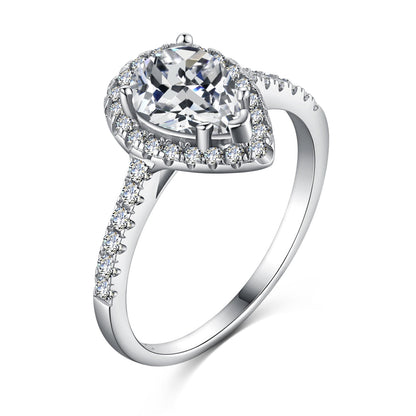 [LORA]1.0 Carat Luxurious Resplendent Water Drop Shape Wedding Ring