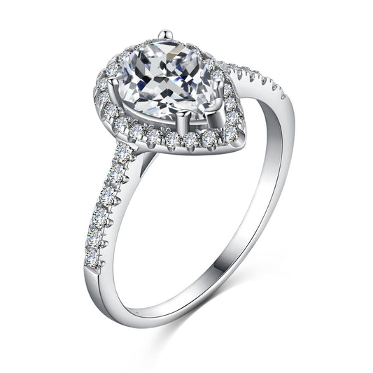 [LORA]1.0 Carat Luxurious Resplendent Water Drop Shape Wedding Ring
