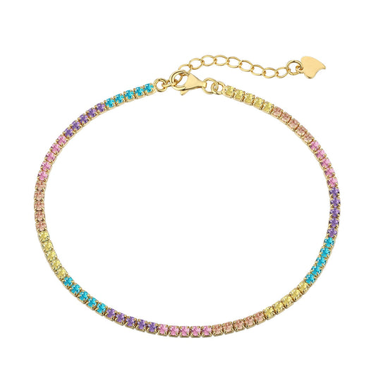 [LORA]Dazzling Colorful Round Cut Daily Bracelet