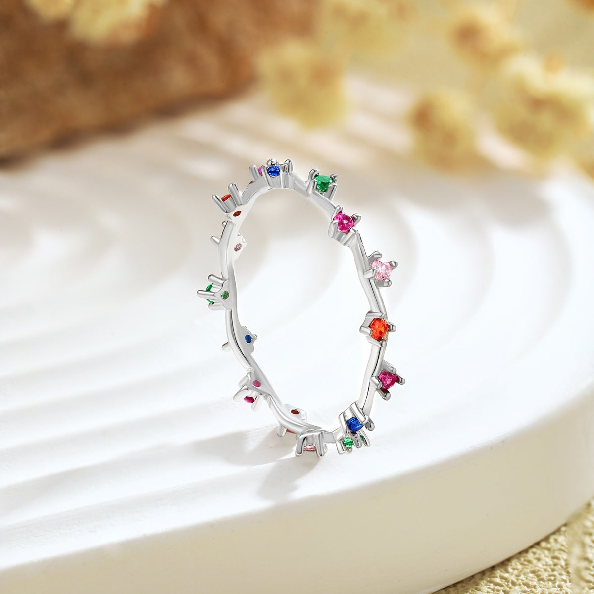 [LORA]Radiant Colorful Round Cut Daily Ring