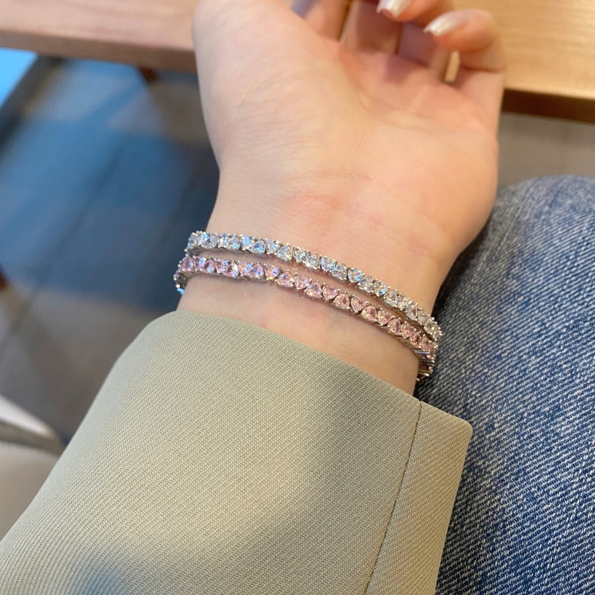 [LORA]Dazzling Romantic Heart Shape Lover Bracelet