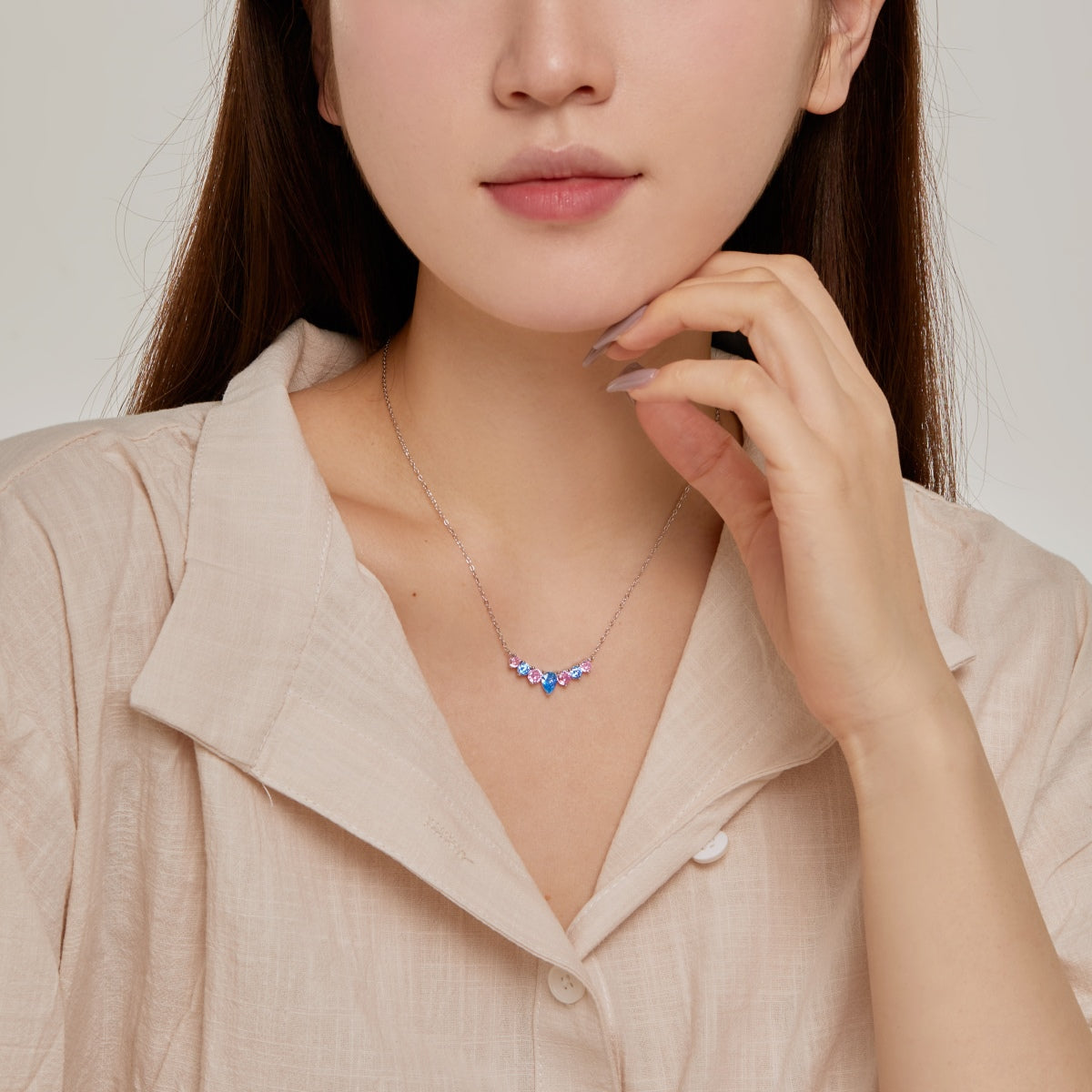 [LORA]Dainty Colorful Heart Necklace