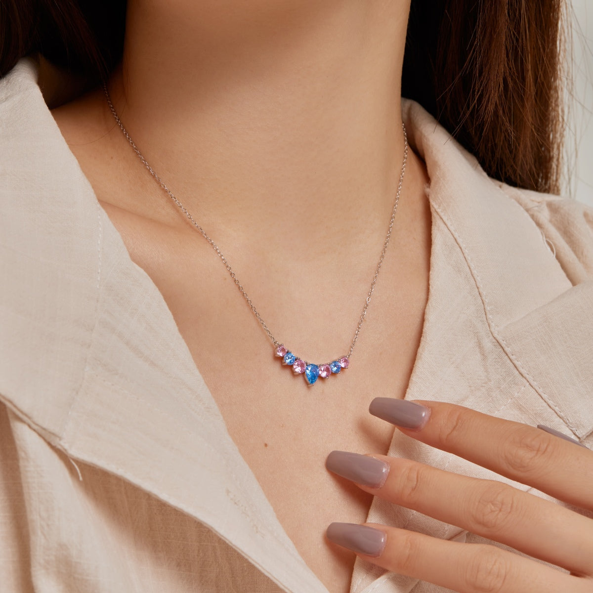 [LORA]Dainty Colorful Heart Necklace