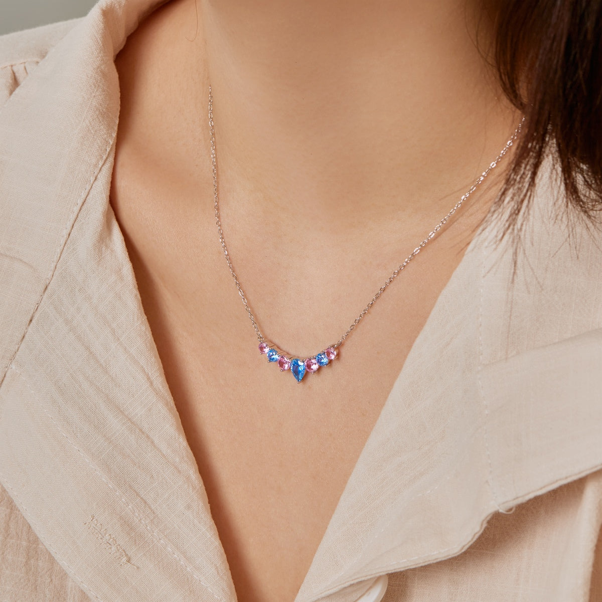 [LORA]Dainty Colorful Heart Necklace