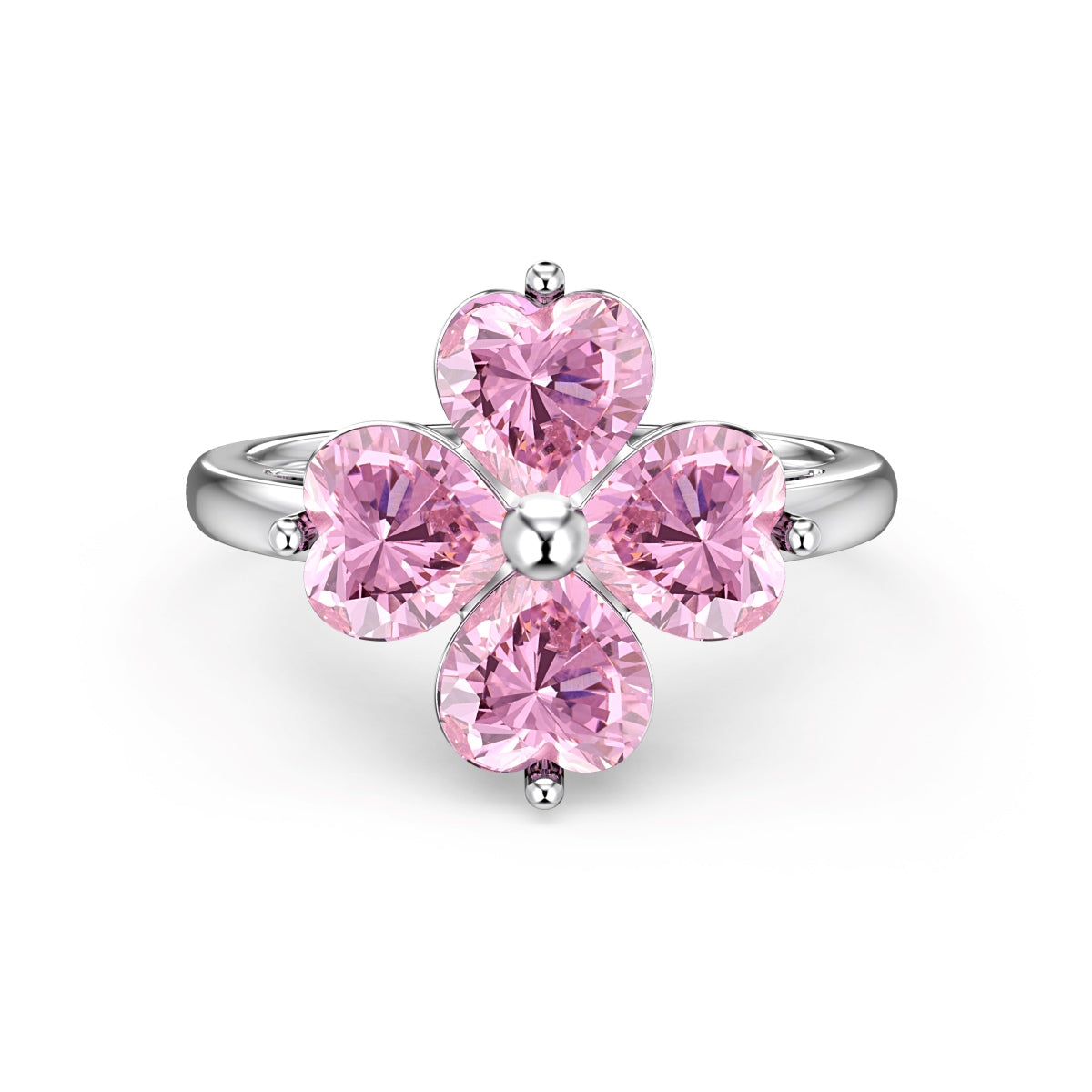 [LORA]Heart-shaped Four-Leaf Clover Ball Ring