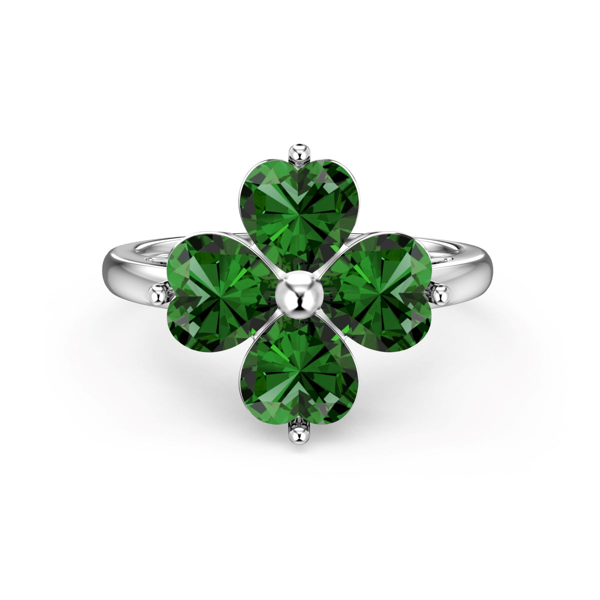 [LORA]Heart-shaped Four-Leaf Clover Ball Ring