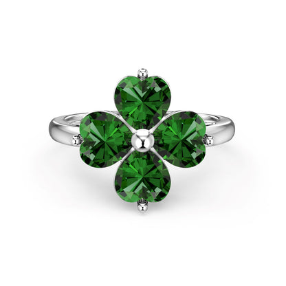 [LORA]Heart-shaped Four-Leaf Clover Ball Ring