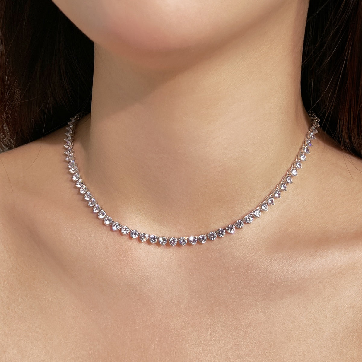 [LORA]Ornate Heart Cut Tennis Necklace