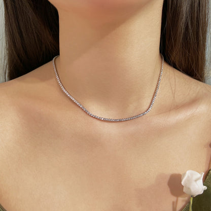 [LORA]Delicate Round Shape Tennis Necklace