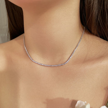 [LORA]Delicate Round Shape Tennis Necklace