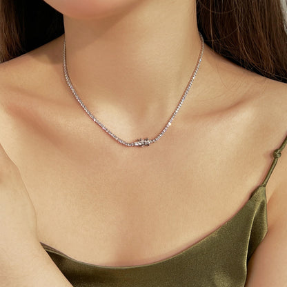 [LORA]Delicate Round Shape Tennis Necklace