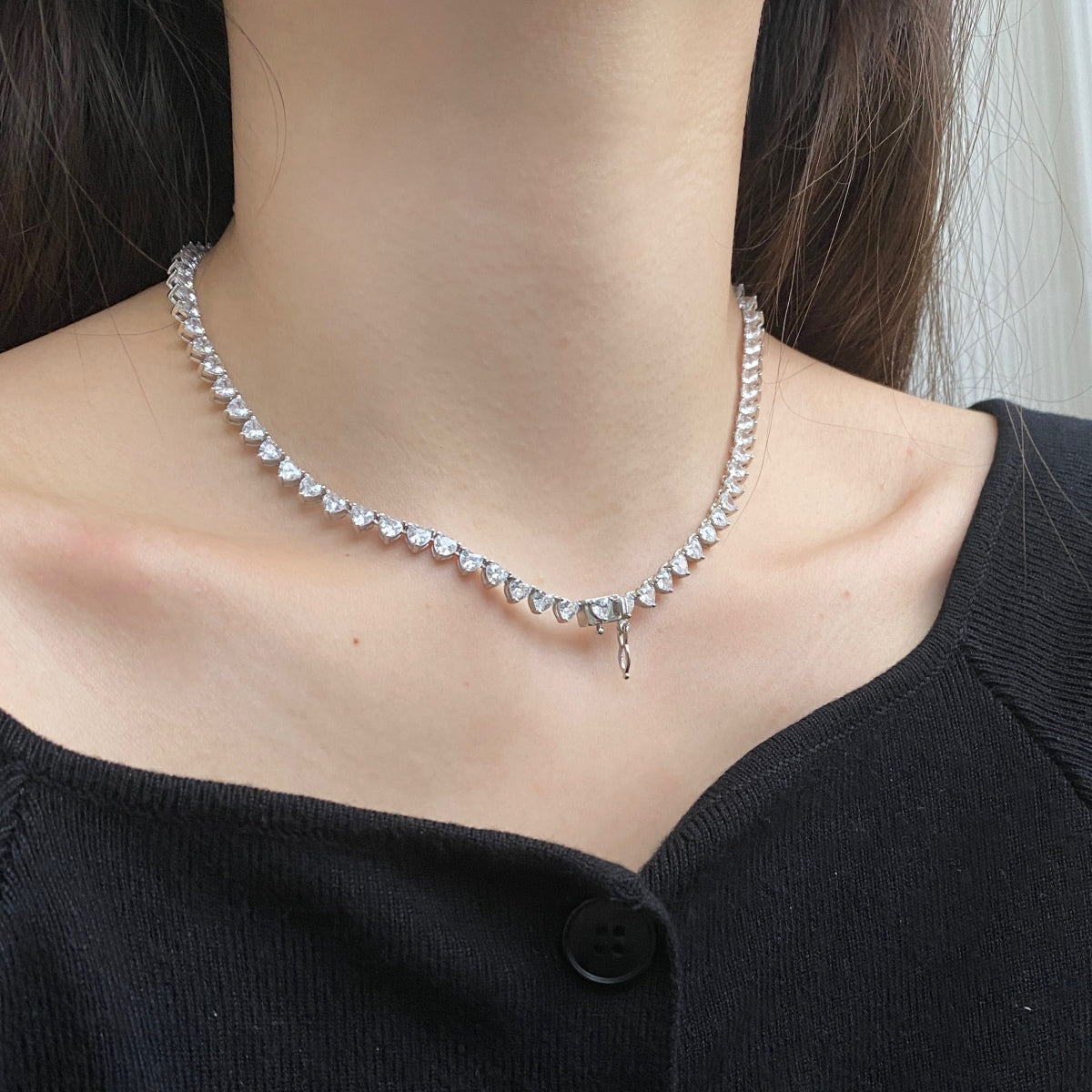 [LORA]Ornate Heart Cut Tennis Necklace