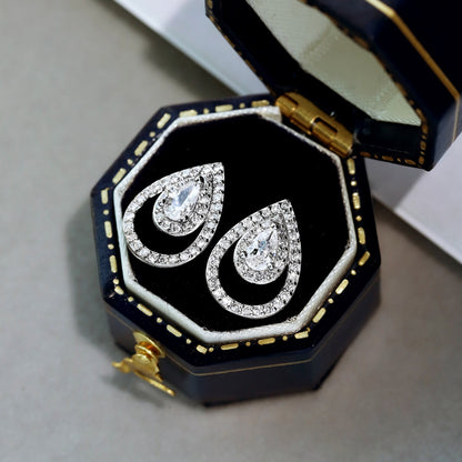 [LORA]Sparkling Delicate Water Drop Shape Daily Earrings