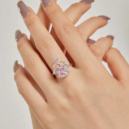 [LORA]Sparkling Colorful Water Drop Shape Daily Ring