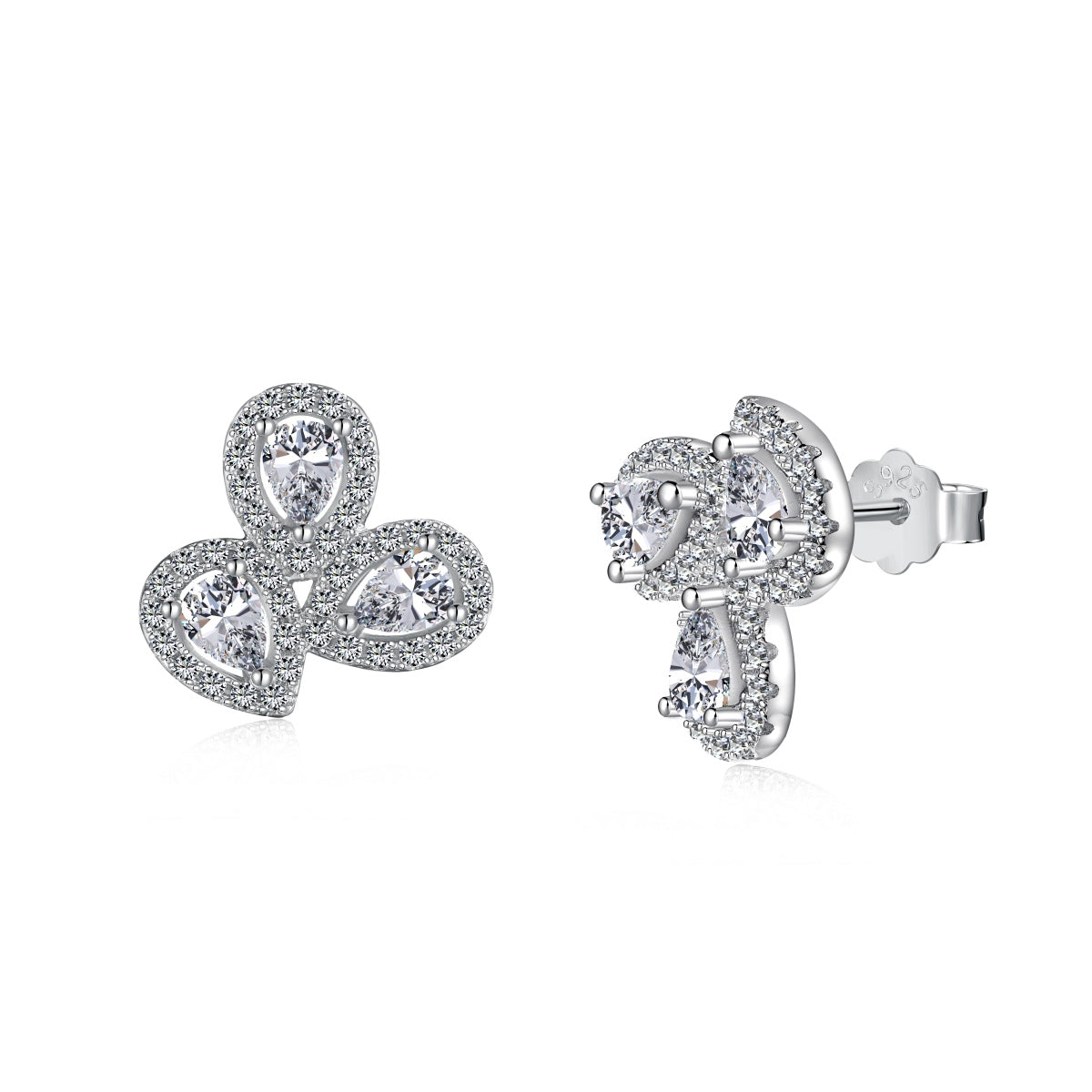 [LORA]Ornate Flower Shape Pear Cut Lover Earrings