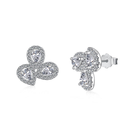 [LORA]Ornate Flower Shape Pear Cut Lover Earrings