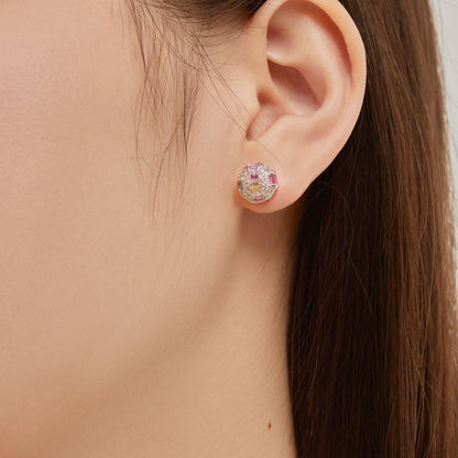[LORA]Ornate Colorful Octagon Shape Daily Earrings