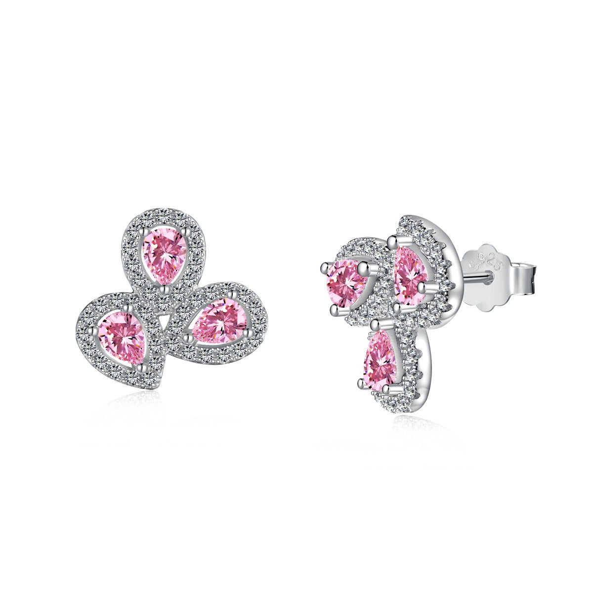 [LORA]Ornate Flower Shape Pear Cut Lover Earrings