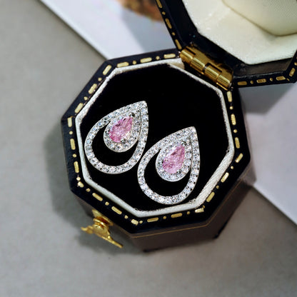 [LORA]Sparkling Delicate Water Drop Shape Daily Earrings
