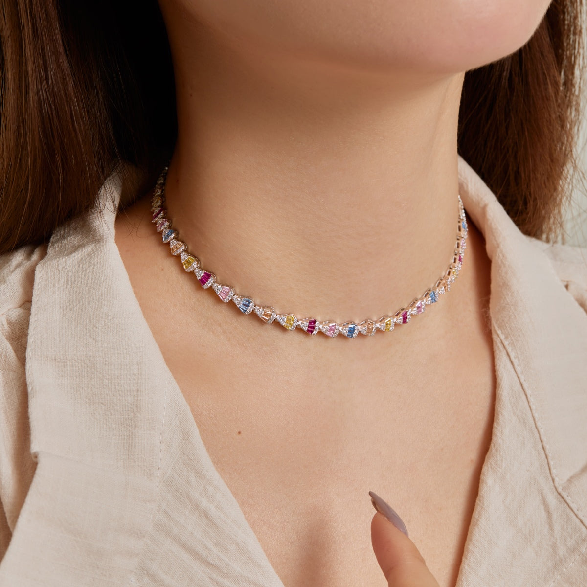 [LORA]Radiant Colorful Rainbow Necklace