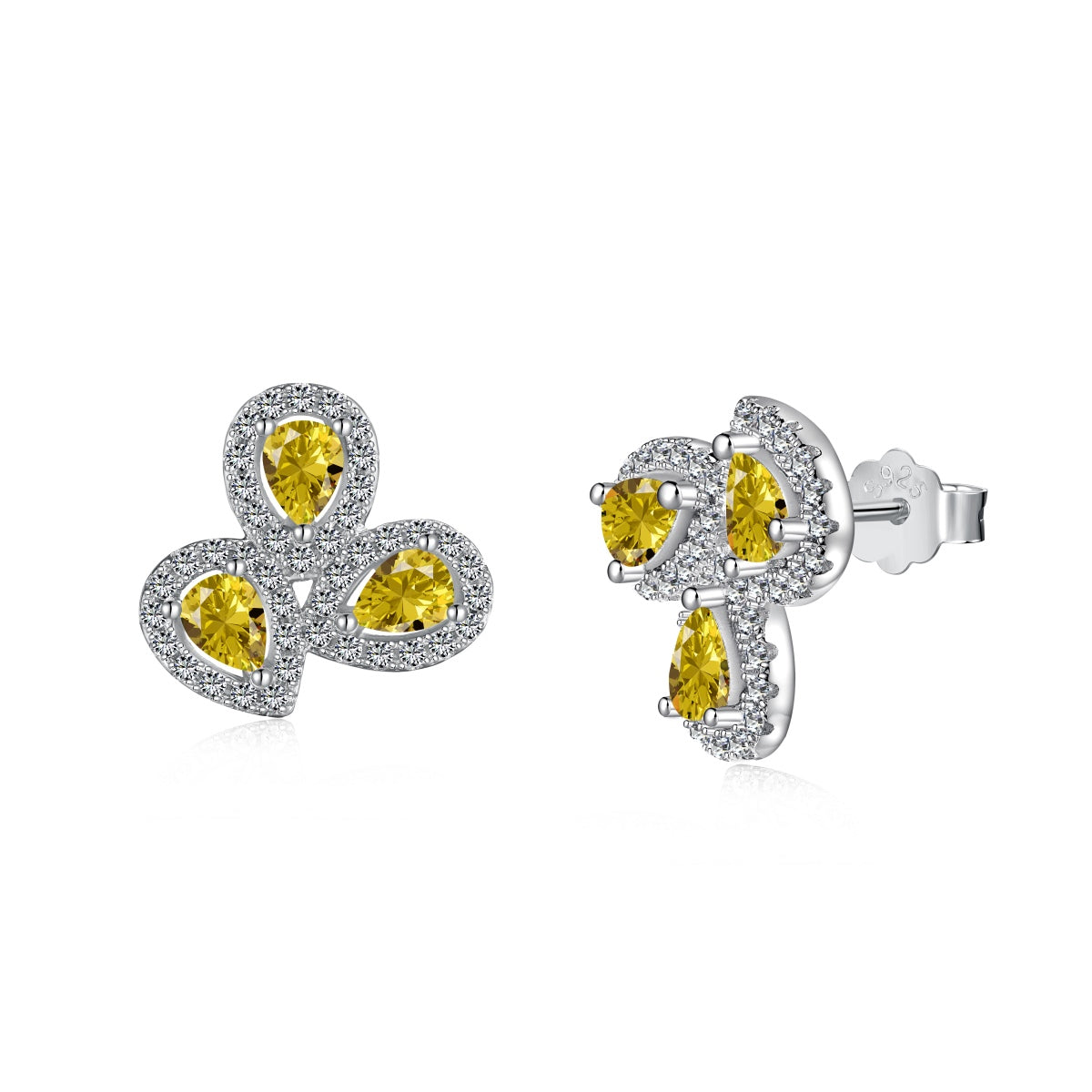 [LORA]Ornate Flower Shape Pear Cut Lover Earrings