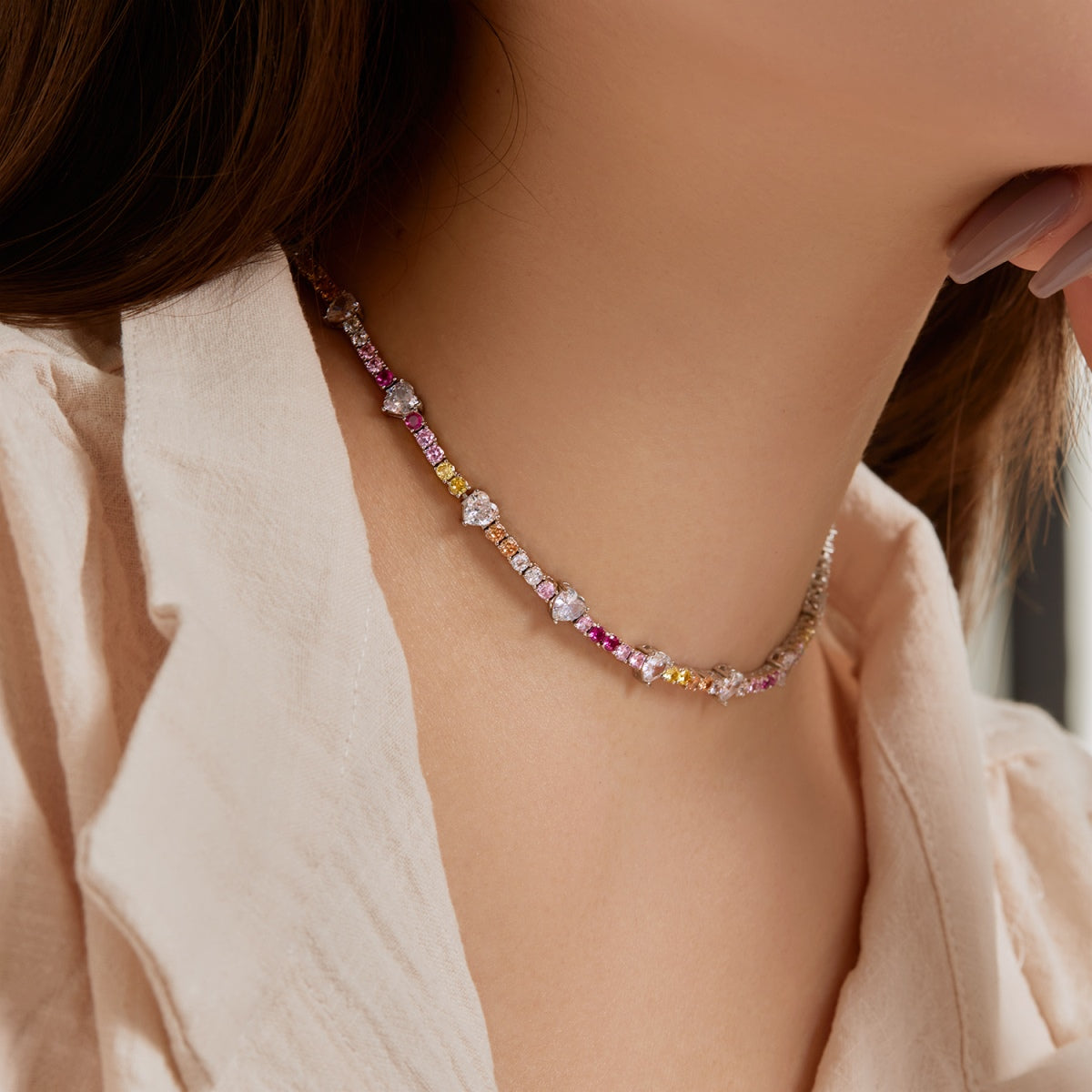 [LORA]Delicate Colorful Rainbow Tennis Chain