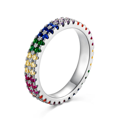 [LORA]Unique Colorful Round Cut Tennis Ring