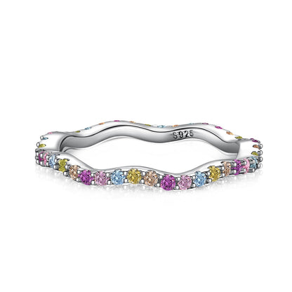 [LORA]Dainty Colorful Round Cut Party Ring
