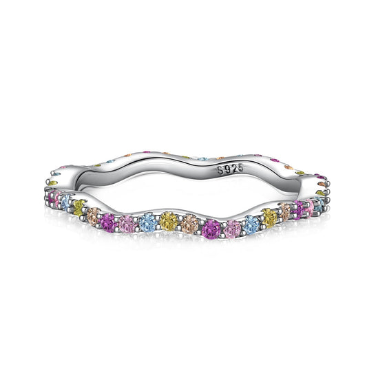 [LORA]Dainty Colorful Round Cut Party Ring