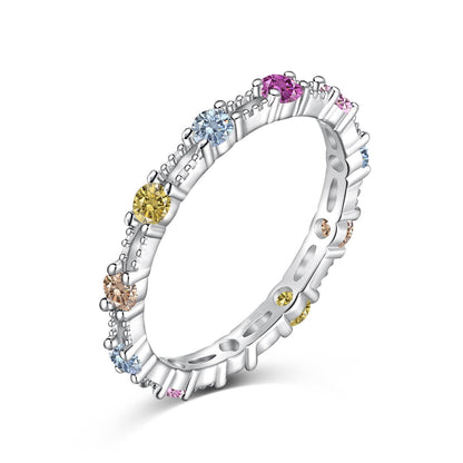 [LORA]Sparkling Colorful Round Cut Tennis Ring