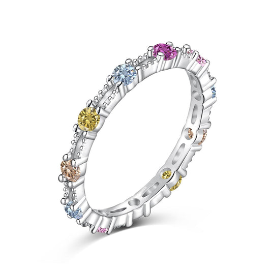 [LORA]Sparkling Colorful Round Cut Tennis Ring