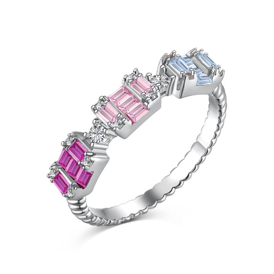 [LORA]Unique Colorful Emerald Cut Party Ring
