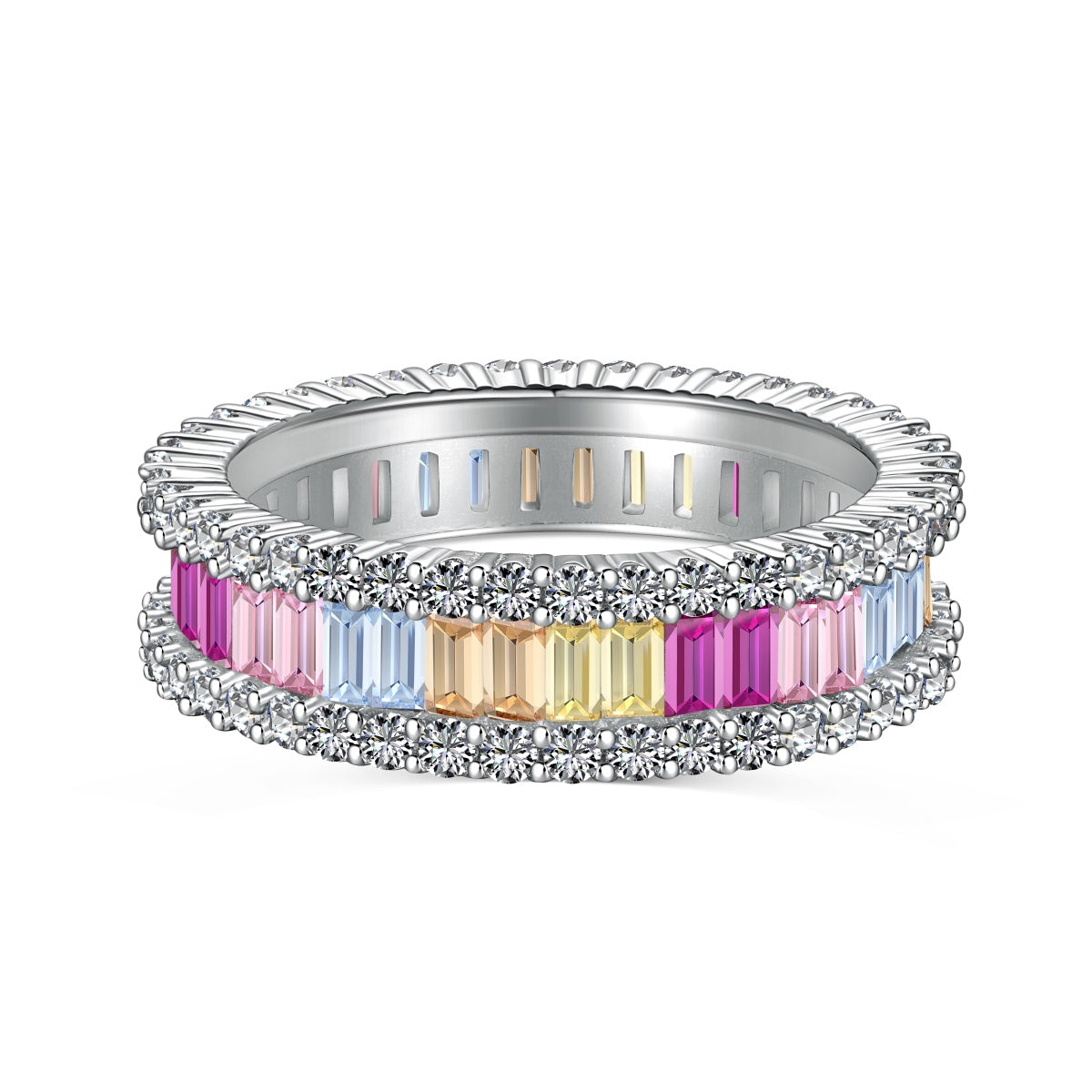 [LORA]Dainty Kaleidoscopic Emerald Cut Daily Ring