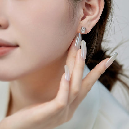 [LORA]Radiant Luxurious Princess Cut Daily Earrings