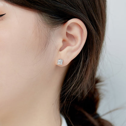 [LORA]1.0 Carat Radiant Princess Cut Wedding Earrings