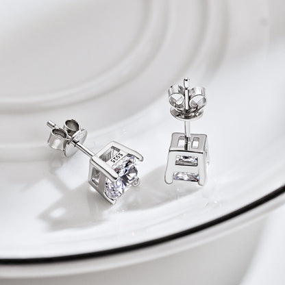 [LORA]1.0 Carat Radiant Princess Cut Wedding Earrings