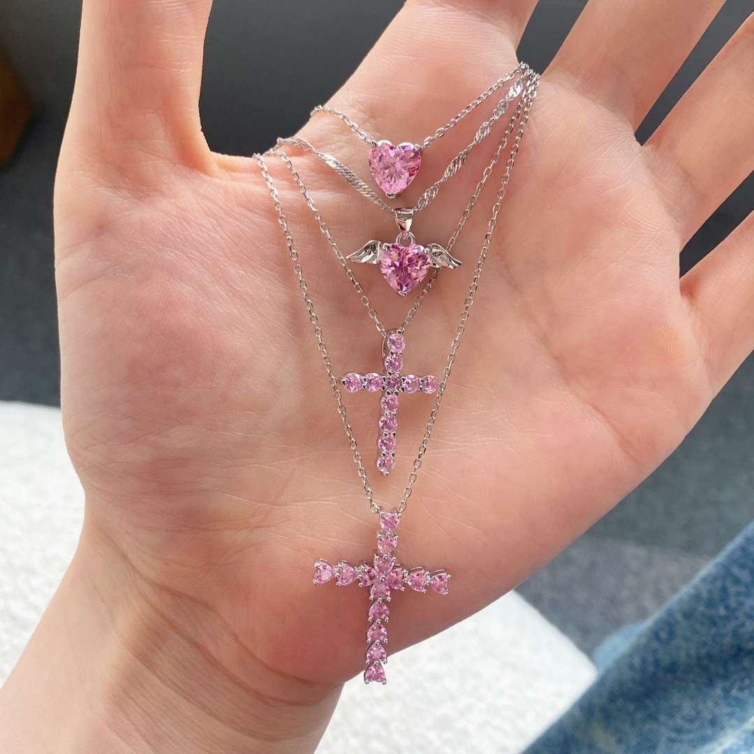 [LORA]Heart Shape Main Stone Pendant Collarbone Necklace