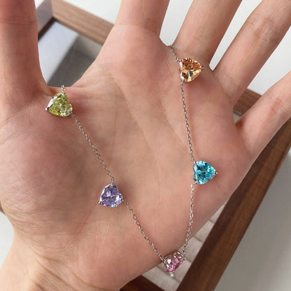 [LORA]Sparkling Colorful Heart Cut Necklace