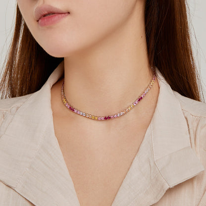 [LORA]Delicate Colorful Tennis Necklace