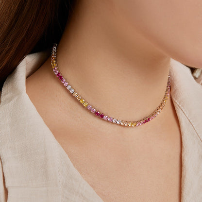 [LORA]Delicate Colorful Tennis Necklace