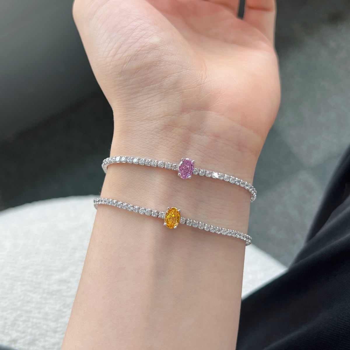 [LORA]0.75 Carat Exquisite Oval Cut Daily Bracelet