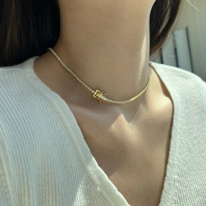 [LORA]Delicate Round Shape Tennis Necklace