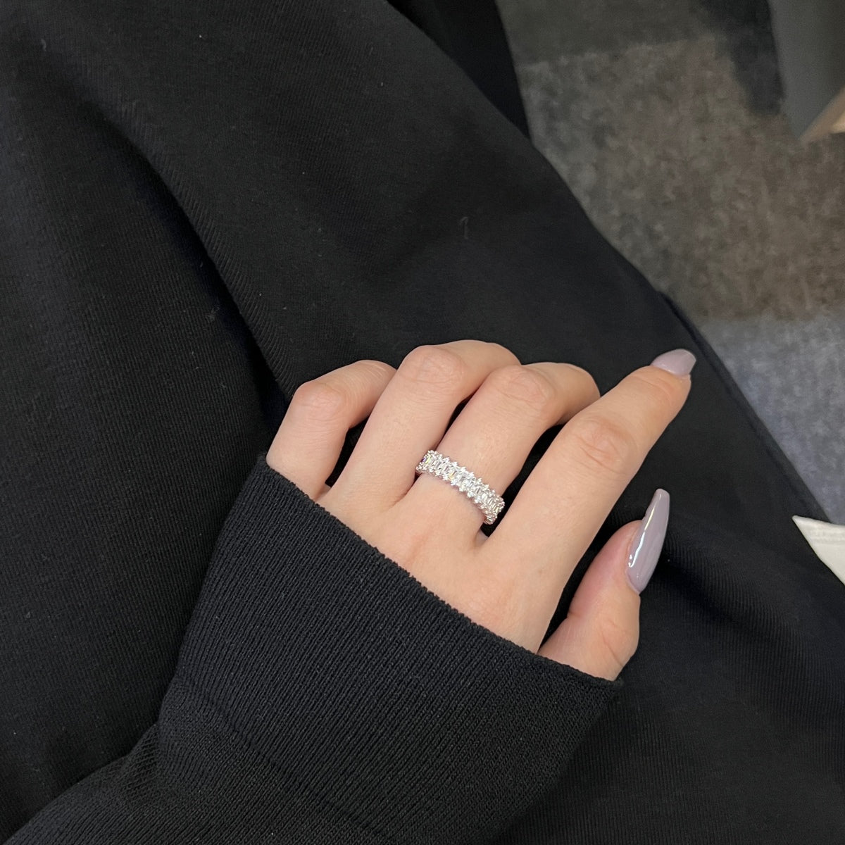 [LORA]Splashy Ornate Emerald Cut Cocktail Ring