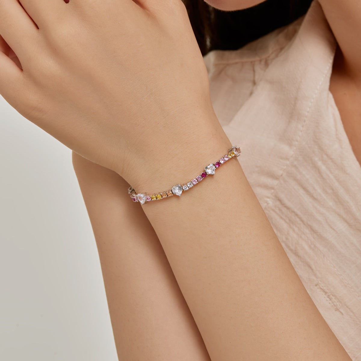 [LORA]Romantic Heart Shape Round Cut Lover Bracelet