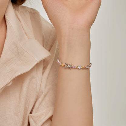 [LORA]Romantic Heart Shape Round Cut Lover Bracelet