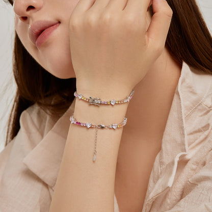 [LORA]Romantic Heart Shape Round Cut Lover Bracelet