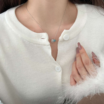 [LORA]Dazzling Square & Heart Shape Necklace