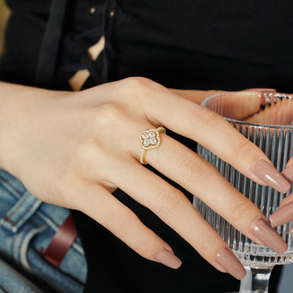 [LORA]Four Leaf Clover Flower Design Ring