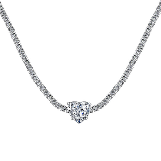 [LORA]2.0 Carat Sparkling Tennis Heart Cut Necklace